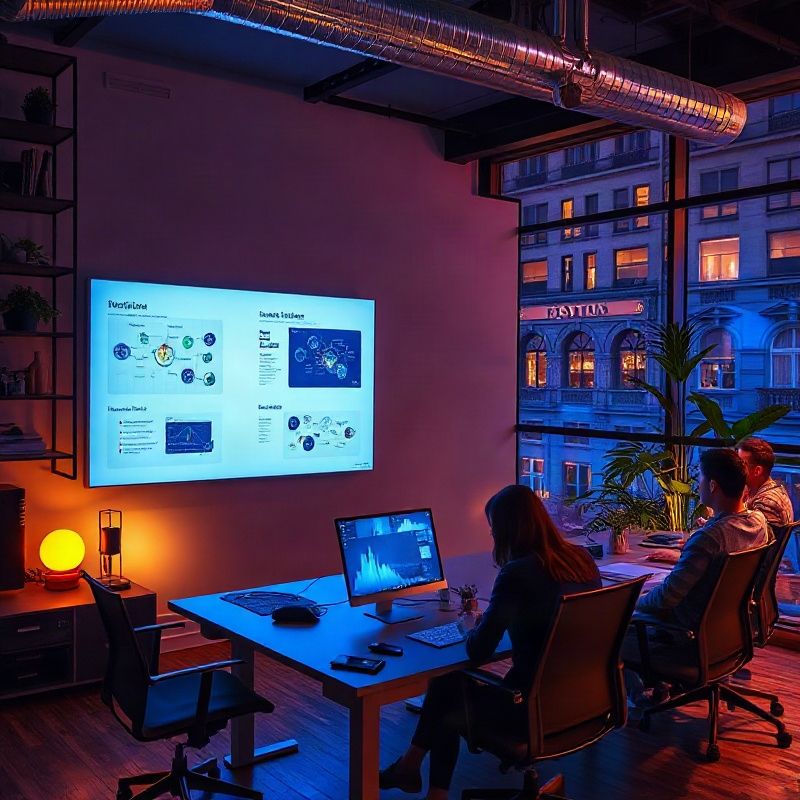 Espacio de trabajo con diagramas de automatización y tableros de Notion
