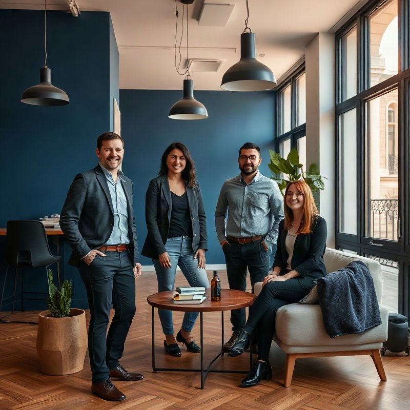 Equipo de Vividhstone en una oficina moderna en Buenos Aires
